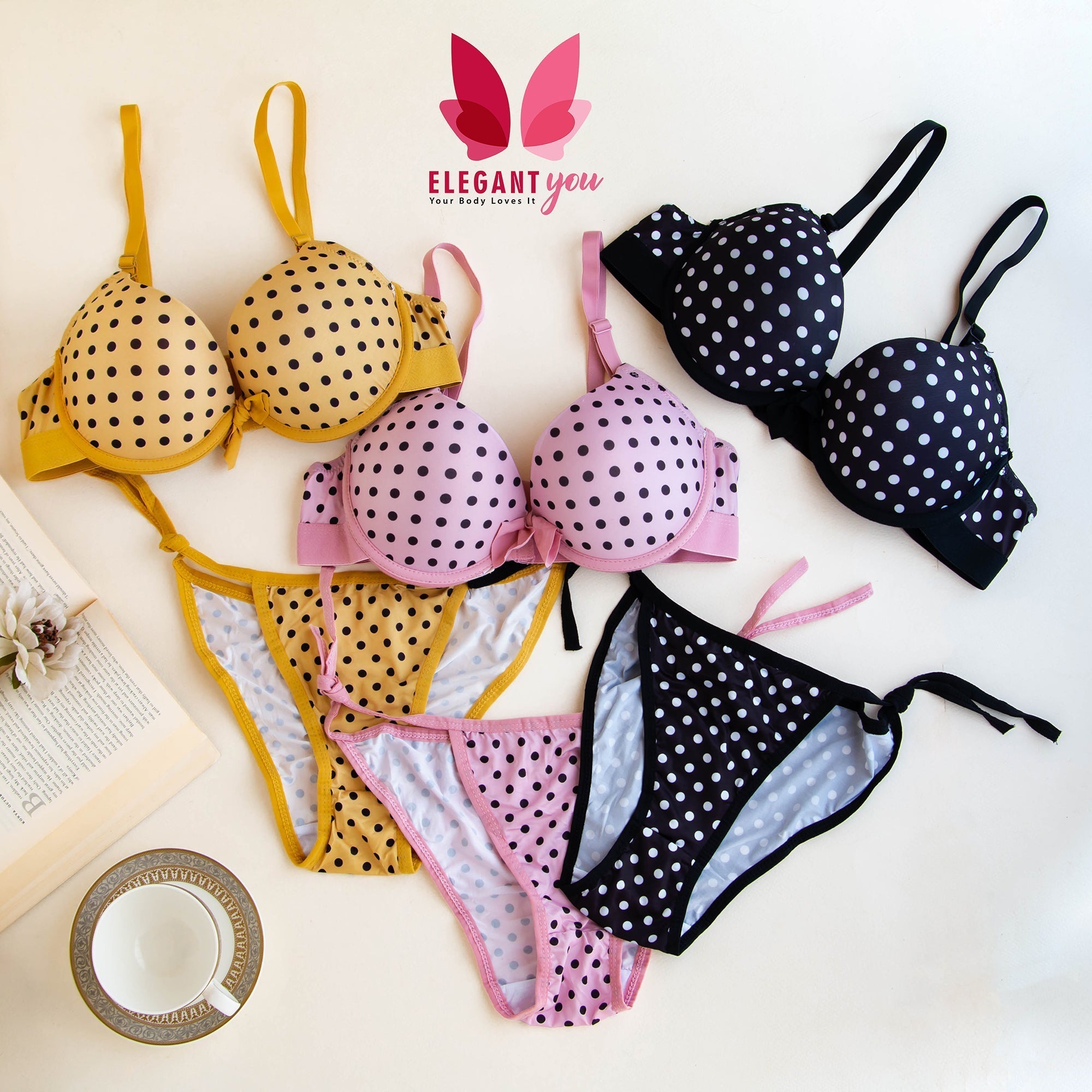 Polka Dots Padded Push - up Wired Bra and Matching Bikini - Gadget Now