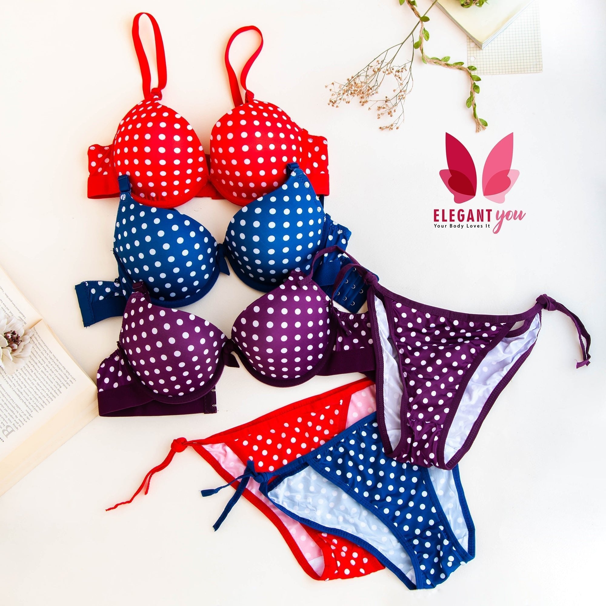 Polka Dots Padded Push - up Wired Bra and Matching Bikini - Gadget Now